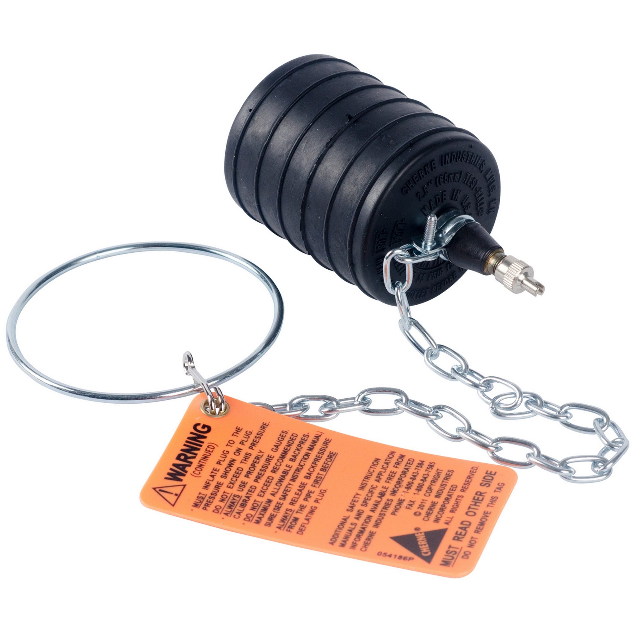 Cherne Industries NEW 5" Rubber Test Ball Plug 270-059 Flow Blocker with Chain 